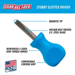 CHANNELLOCK Slotted 1/4" x 1.5" Stubby