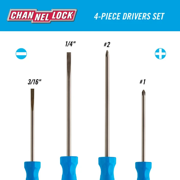 CHANNELLOCK 4 Pc Standard Screwdriver Set