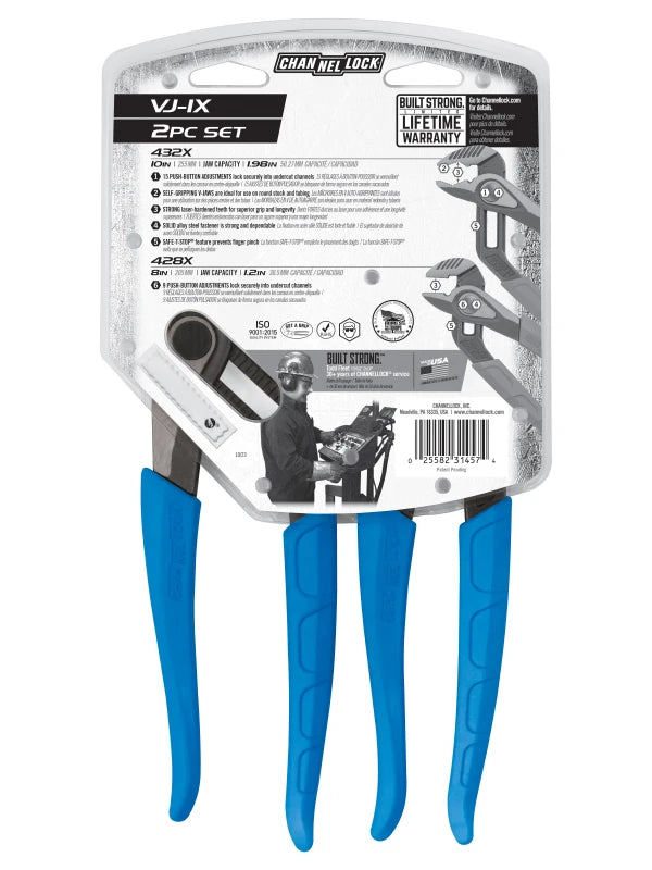 CHANNELLOCK 2 Pc SPEEDGRIP V-Jaw Tongue & Groove Pliers Set