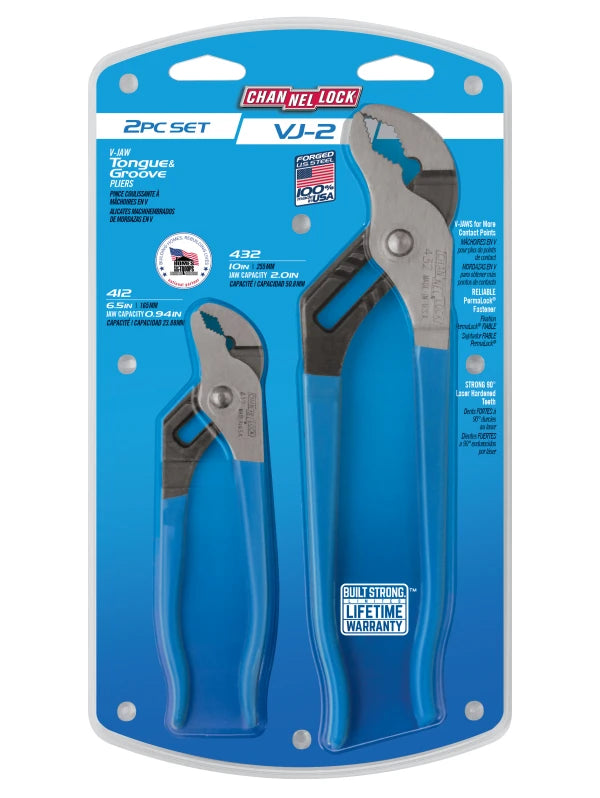 CHANNELLOCK 2 Pc V-Jaw Tongue & Groove Pliers Set