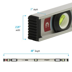 CHANNELLOCK 48" Professional Grade I-beam Magnetic Level