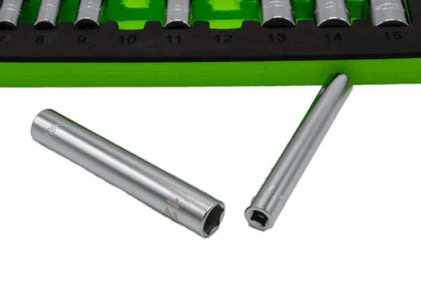 9 PC. 1/4'' EXTRA DEEP 6 PT. METRIC SOCKET SET - 1/4'' DR.  (7 - 15MM)
