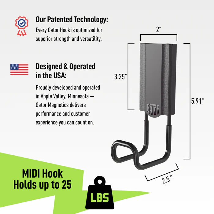 MIDI 2.5 In. Black Closed Magnetic Hook, 25 Lb.