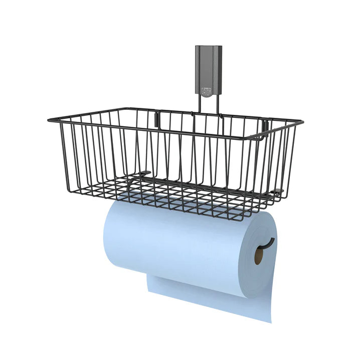 14 In. Black Magnetic Basket With Towel Holder