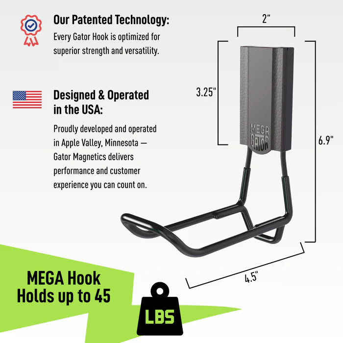 MEGA 4.5 In. Black Closed Magnetic Hook, 45 Lb. Capacity