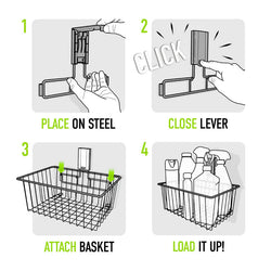 14 In. Black Magnetic Basket With Towel Holder