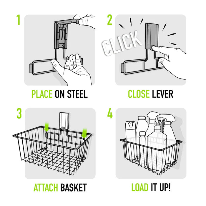 14 In. Black Magnetic Basket With Towel Holder