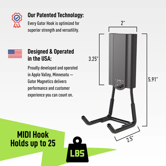 MIDI 2.5 In. Black Open Magnetic Hook, 25 Lb. Capacity
