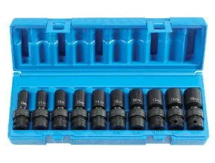 Grey Pneumatic 1210UMSD 10-Piece 3/8" Drive Metric Semi-Deep Universal Impact Socket Set