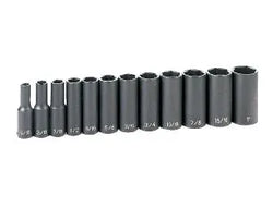 Grey Pneumatic 1213D 12-Piece 3/8" Drive SAE Deep Socket Set