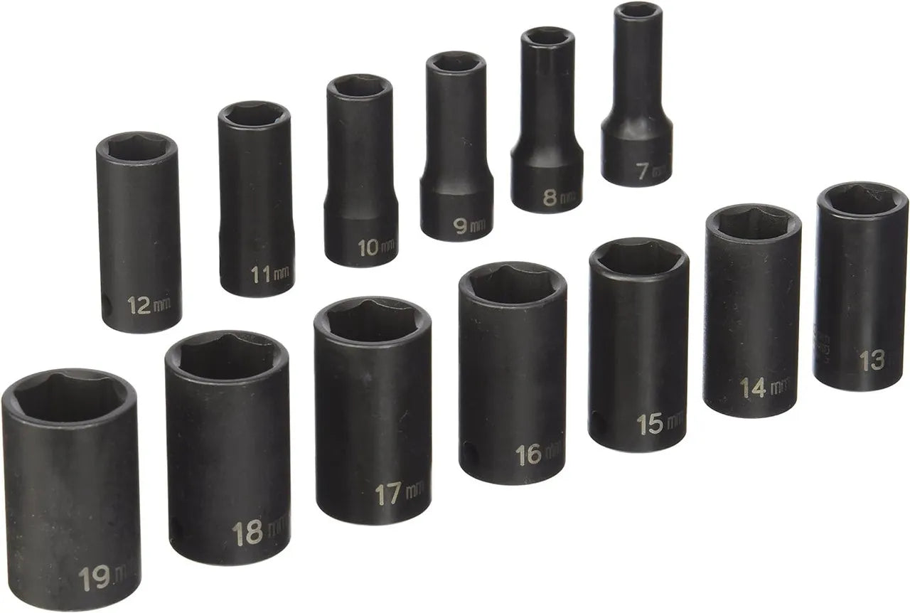 Grey Pneumatic 1213MSD 13-Piece 3/8" Drive Metric Semi-Deep Socket Set