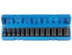 Grey Pneumatic 1213MSD 13-Piece 3/8" Drive Metric Semi-Deep Socket Set