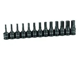 Grey Pneumatic 1298HC 13-Piece 3/8" Drive SAE & Metric Hex Driver Bit Socket Set