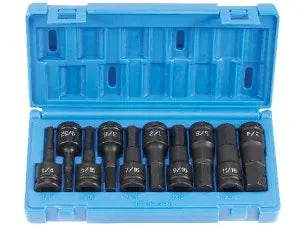 Grey Pneumatic 1398H 10-Piece 1/2" Drive SAE Hex Driver Bit Socket Set