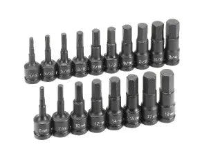 Grey Pneumatic 1598HC 18-Piece 1/2" Drive SAE & Metric Hex Driver Bit Socket Set