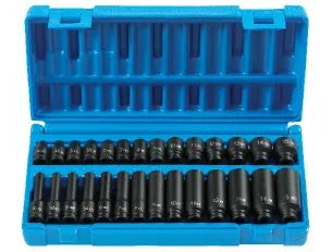 Grey Pneumatic 9728M 28-Piece 1/4" Drive Metric Surface Drive Impact Socket Set