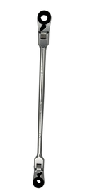 1/4’’ X 10MM DOUBLE INDEXING FLEX HEAD BIT RATCHET, 10’’ OAL, INCLUDES 1/4’’ & 3/8’’ SQ. DR. ADAPTERS