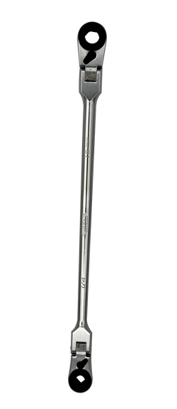 1/4’’ X 10MM DOUBLE INDEXING FLEX HEAD BIT RATCHET, 10’’ OAL, INCLUDES 1/4’’ & 3/8’’ SQ. DR. ADAPTERS
