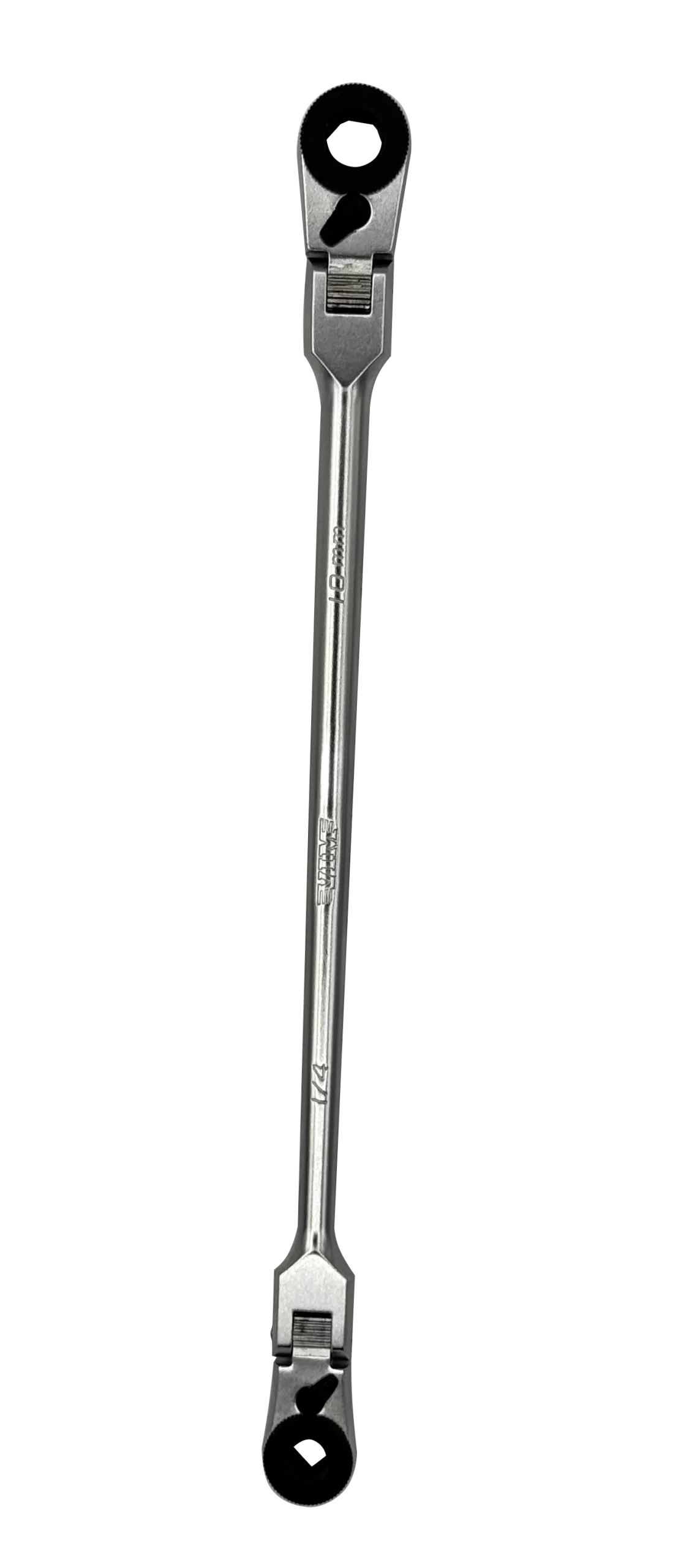 1/4’’ X 10MM DOUBLE INDEXING FLEX HEAD BIT RATCHET, 10’’ OAL, INCLUDES 1/4’’ & 3/8’’ SQ. DR. ADAPTERS