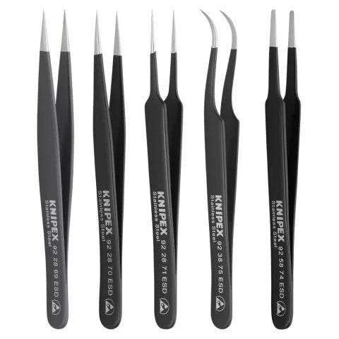 KNIPEX 92 00 01 ESD 5-Piece ESD Tweezer Set