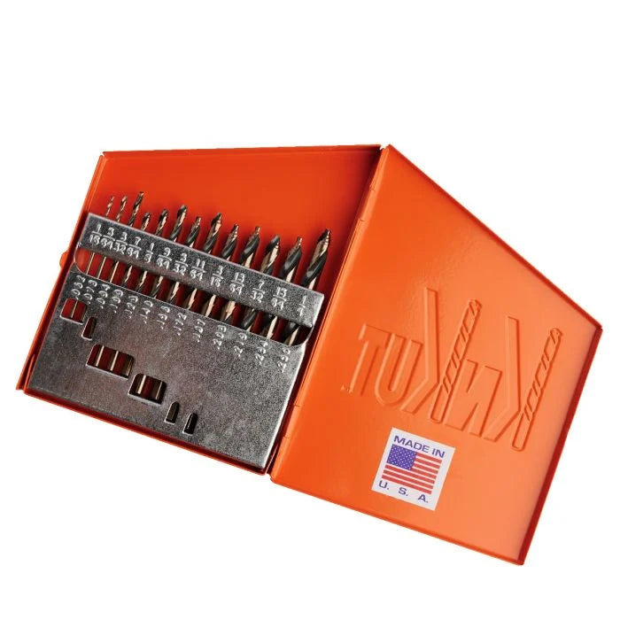 KnKut 13 Piece Mechanics Length Step Point Drill Bit Set 1/16"-1/4" by 64ths