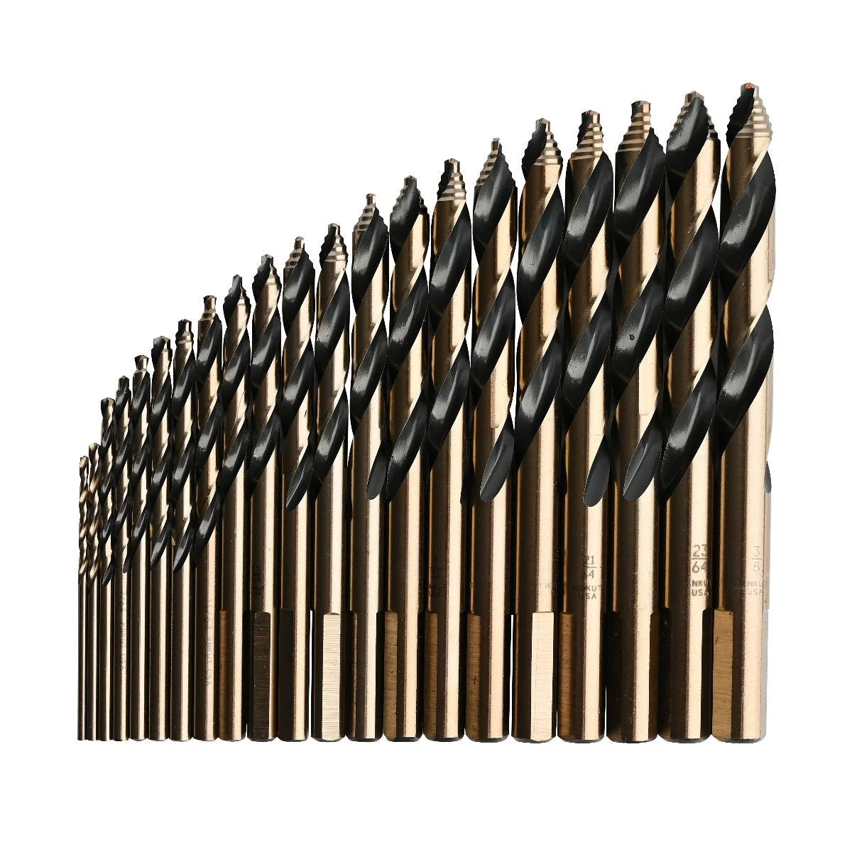KnKut 15 Piece Mechanics Length Step Point Drill Bit Set 1/16"-1/2" by 32nds