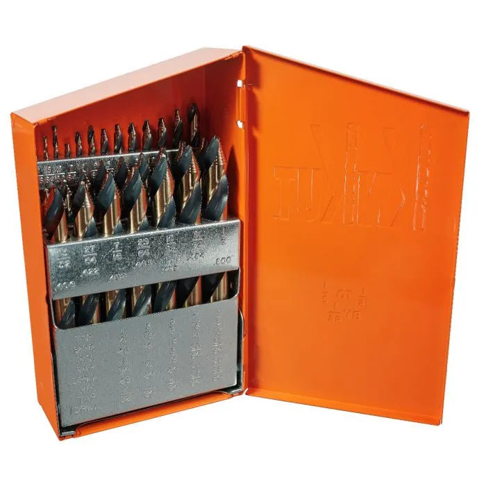 KnKut 29 Piece Mechanics Length Step Point Drill Bit Set 1/16"-1/2" by 64ths