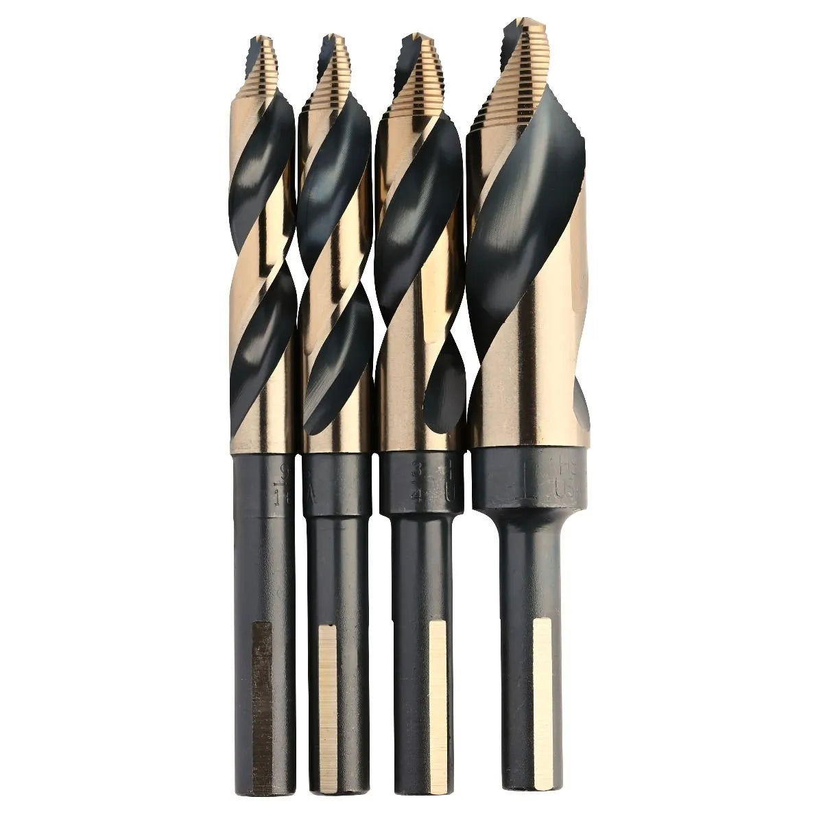 KnKut 4 Piece Step Point 1/2" Reduced Shank Drill Bit Set 9/16 - 5/8 - 3/4 - 1"