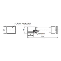 1/2 Sq. Dr. Wheel Nut Socket 3 piece 1, 17-21mm, 6 point Thin Wall and Color Coded by Size