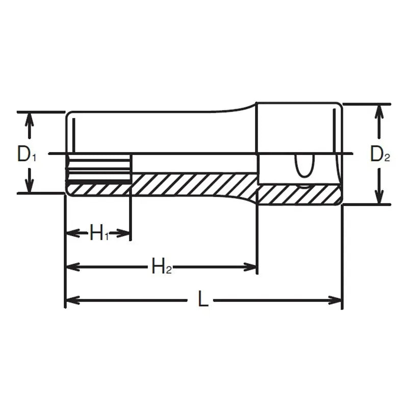 1/4 Sq. Dr. Socket  1/8 6 point Length 50mm