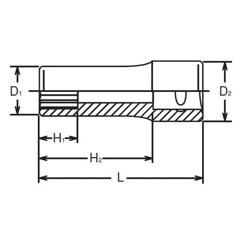 1/4 Sq. Dr. Socket  1/8 6 point Length 50mm