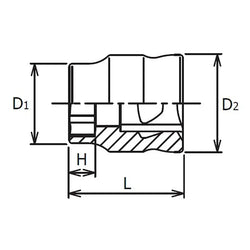 1/4 Sq. Dr. Socket  10mm 6 point Length 15mm Z-series