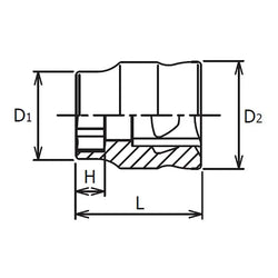1/4 Sq. Dr. Socket  8mm 6 point Length 15mm Z-series