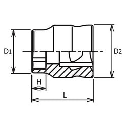 3/8 Sq. Dr. Socket  10mm 6 point Length 20mm Z-series