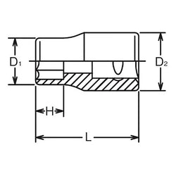 3/8 Sq. Dr. Socket  10mm 6 point Length 26mm