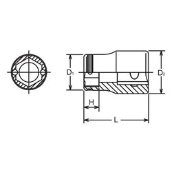 3/8 Sq. Dr. Socket  10mm Nut Grip Length 26mm