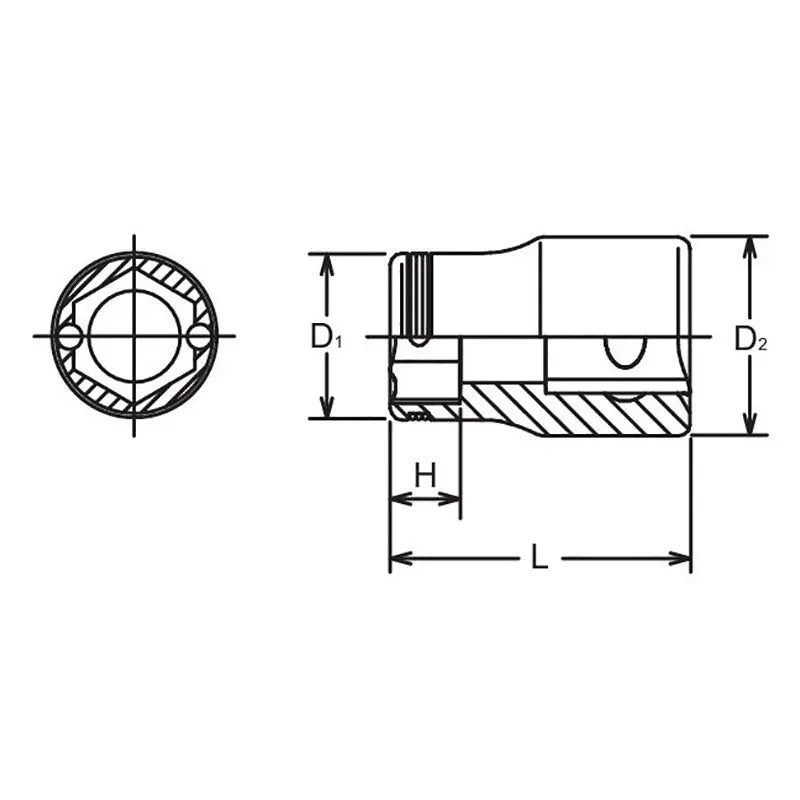 3/8 Sq. Dr. Socket  10mm Nut Grip Length 26mm