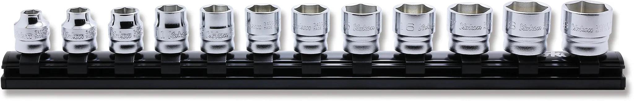 3/8 Sq. Dr. Socket Set  7-19mm 6 point 300mm Z-series 12 pieces