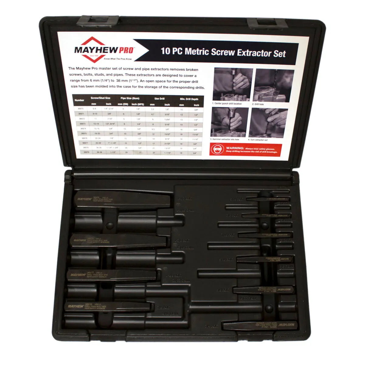 10 PC Bolt Extractor Set in Case (Metric)