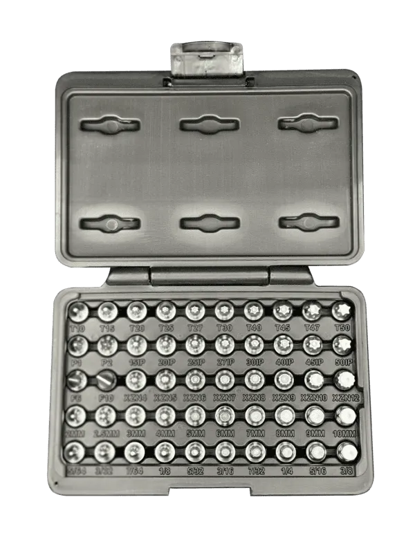Elite 50 pc Mechanics Master Set, all 1/4" drive and 20mm OAL, Torx, Torx Plus, XZN Hex flat Philips