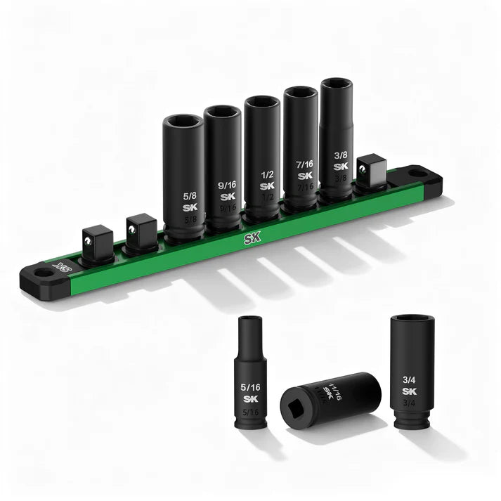 SK 8-Piece 3/8" Drive Deep SAE Impact Socket Set