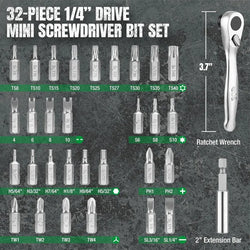 SK 32-Piece 1/4" Drive Micro Ratcheting Bit Set