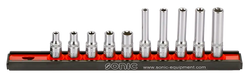 TX-E Socket Set on Rail, 1/4", 10pcs