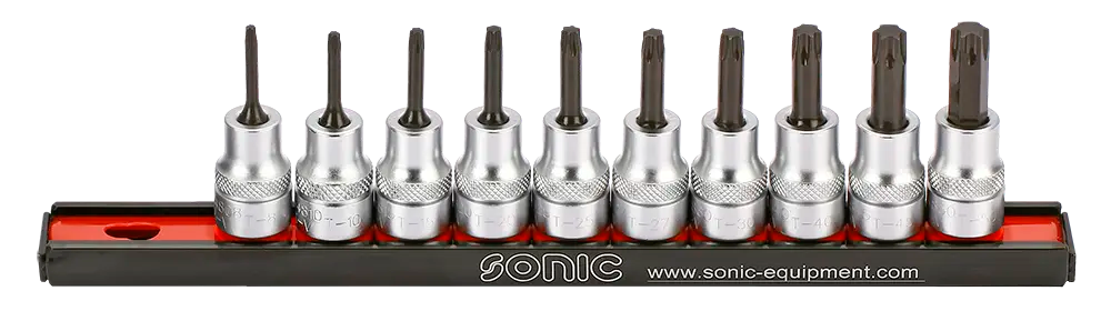 TX Bit Socket Set on rail, 3/8", 10pcs