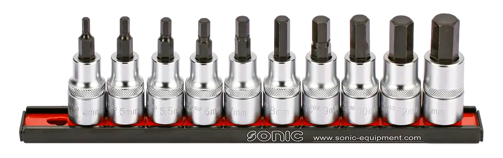 Hex Bit Socket Set on Rail, 1/2", 10pcs.