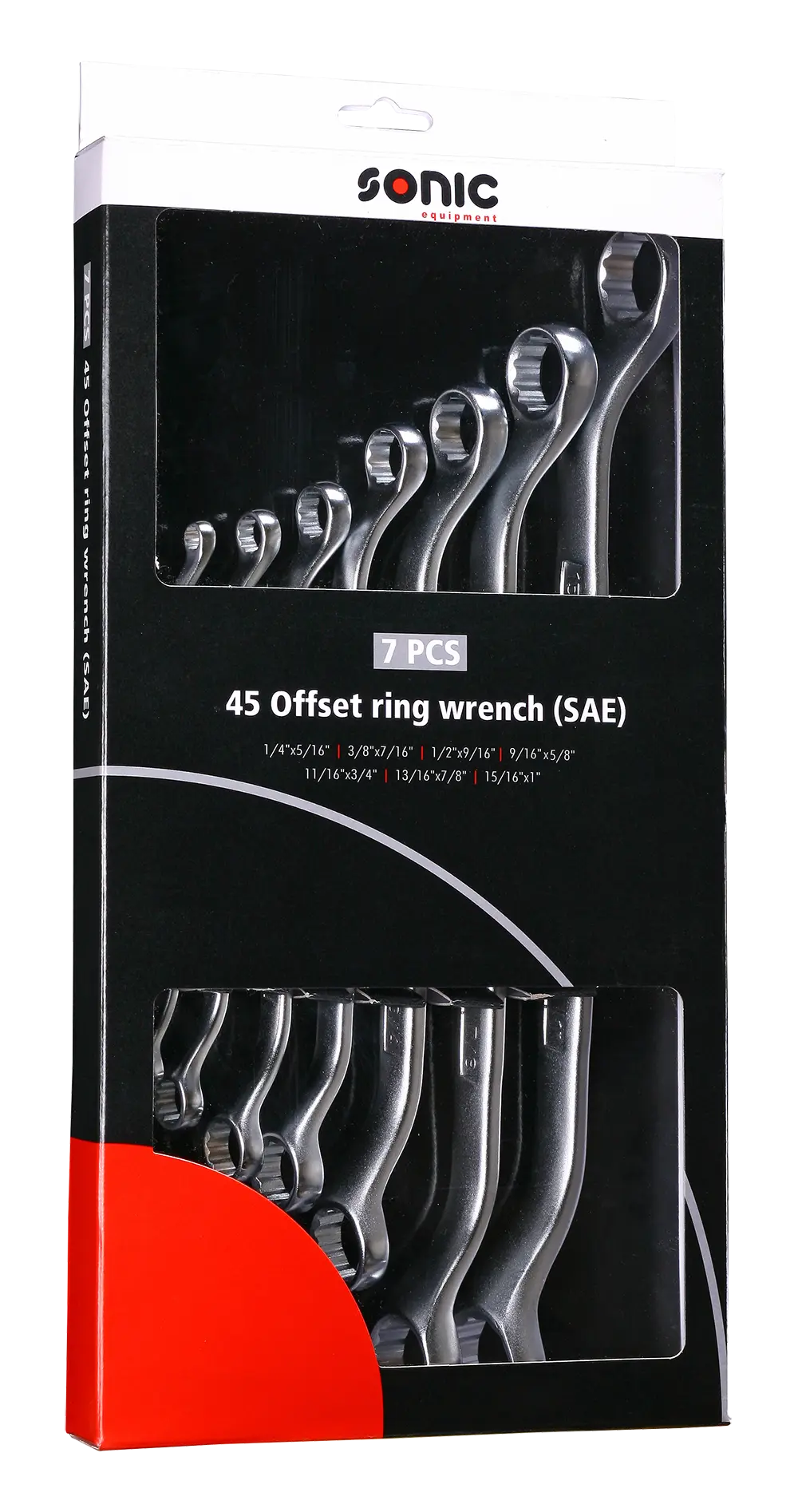 SAE Offset Ring Wrench Set in box, 45 degree, 7pcs.