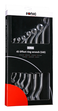 SAE Offset Ring Wrench Set in box, 45 degree, 7pcs.