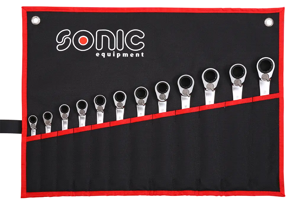 Reversible Ratcheting Wrench Set in Pouch, 12pt., 12 pcs.