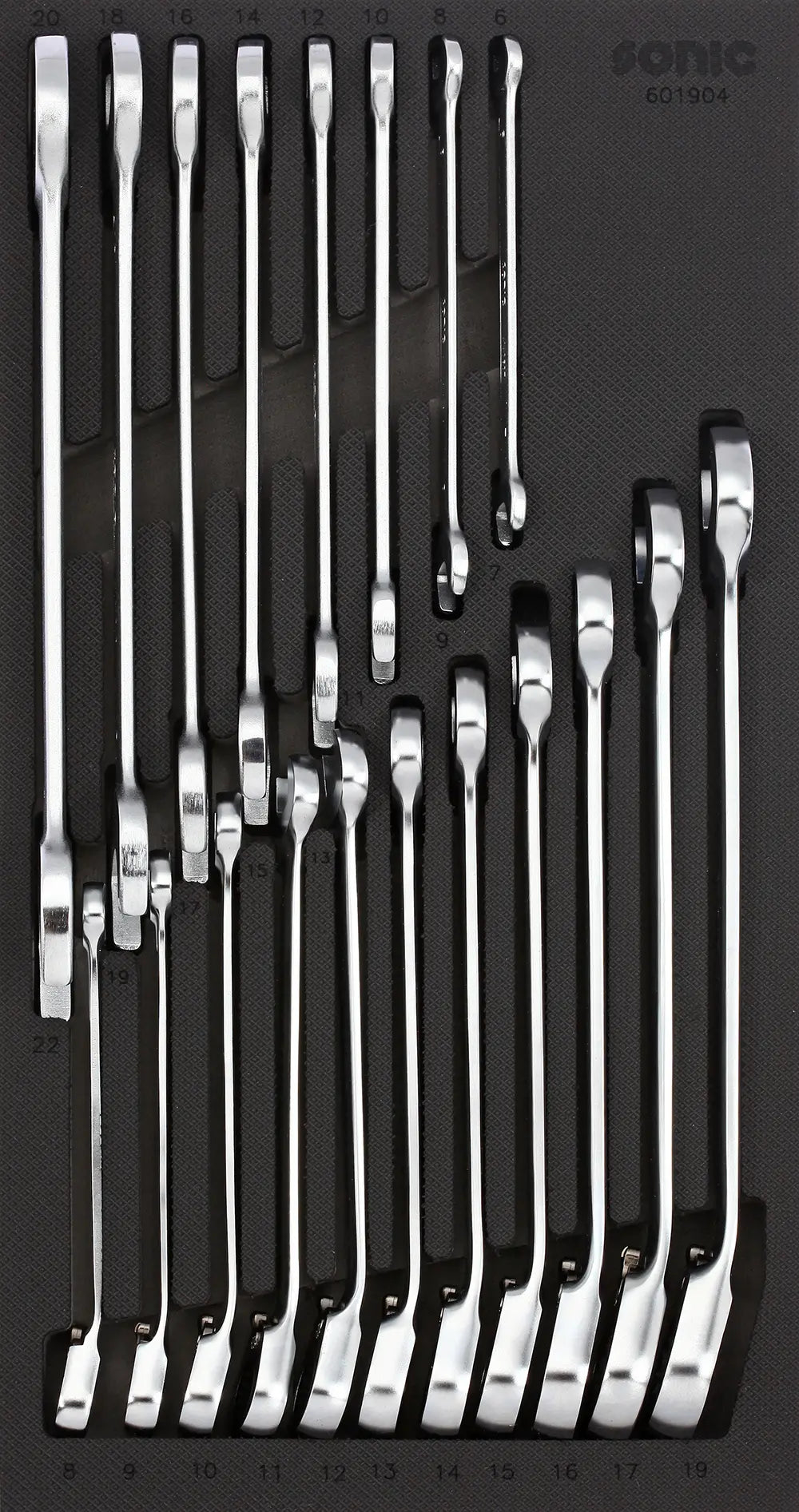 Reversible Ratcheting Open Wrench Set, 19pcs. S SFS