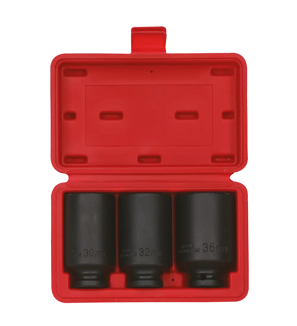 Hub nut impact socket set 1/2'', 12-pt. 3-pcs.